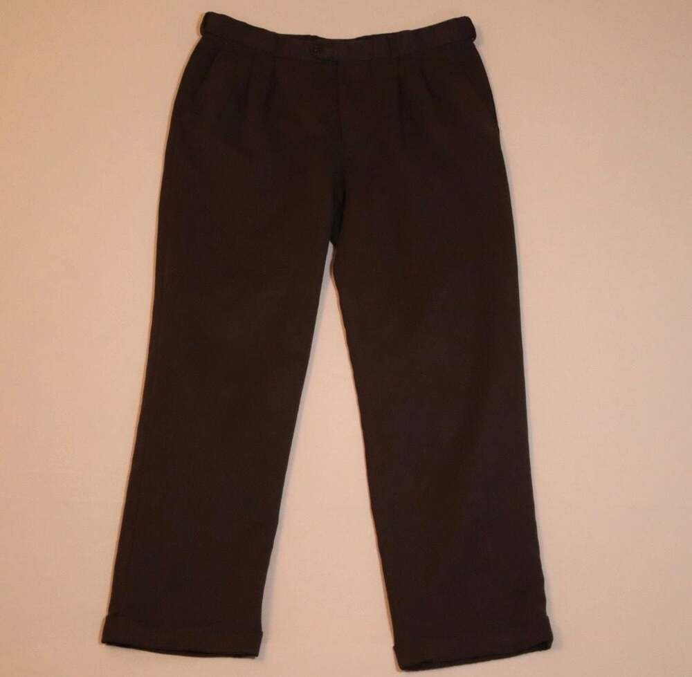 George Men's Dress Pants Size 34x32 Brown Pleated Trousers
